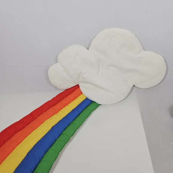 80’s Wooltex Quilted Fabric Rainbow with Clouds / Rainbow Brite